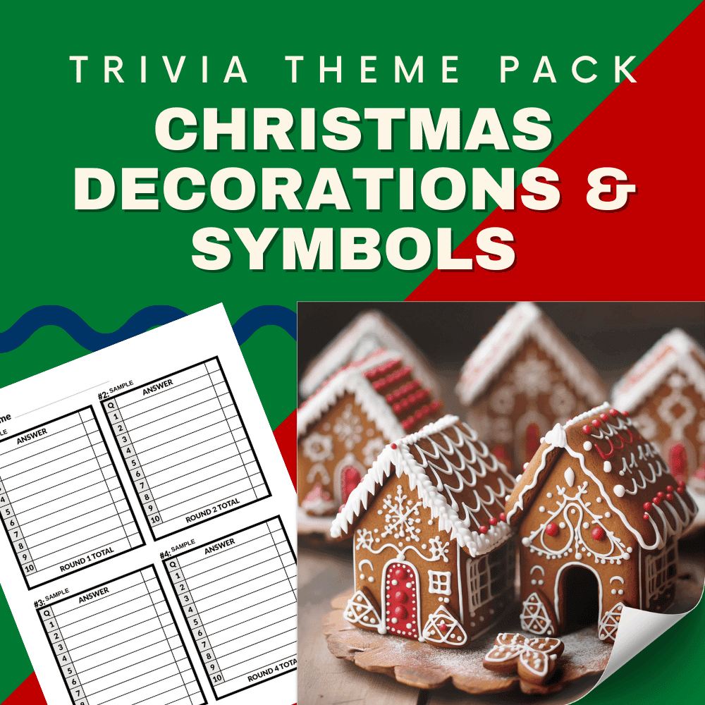 Christmas Decorations and Symbols Printable Trivia Questions and Answers for Pub Quiz.