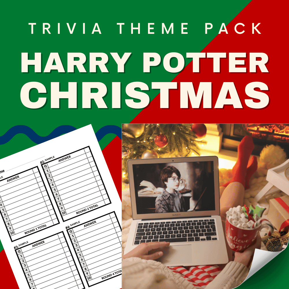 Harry Potter Christmas Trivia Night Theme Pack – A magical xmas quiz featuring Christmas trivia questions about Hogwarts holiday traditions and festive wizarding moments.