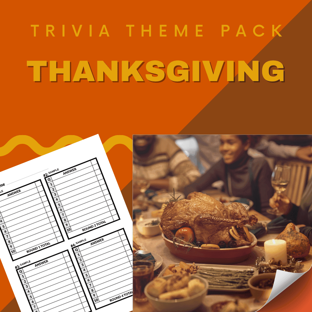 Thanksgiving Trivia Pack – Fun Thanksgiving trivia game covering Pilgrims, the First Thanksgiving, Macy’s Parade, Black Friday, and Thanksgiving foods. Great for holiday parties, pub quizzes, and family fun. Includes Four Trivia Rounds | 40+ Verified Questions | PDF & PowerPoint | Instant Download.