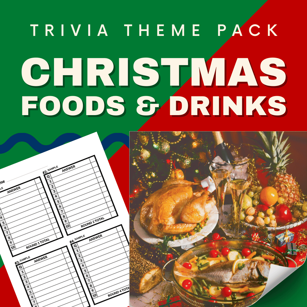 Christmas Foods and Drinks Trivia Night Theme Pack – A Christmas trivia game covering xmas music trivia, holiday meals, festive drinks, and seasonal feasts.