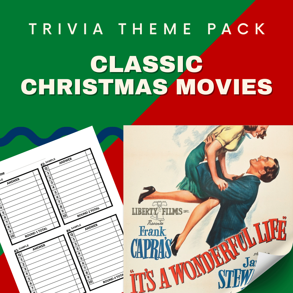 Classic Christmas Movies Trivia Night Theme Pack – A quiz xmas pack celebrating Christmas vacation trivia and other classic holiday films.